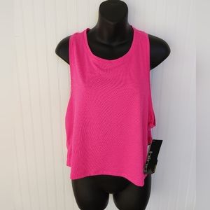 Hind Neon Pink Mesh Cropped Tank Top. NWT. Size Large